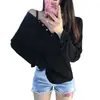Comercio Exterior Ropa de Mujer Coreana Dongdaemun 2026 Hombros Descubiertos Elegante Básica Color Sólido Holgada Perezosa Camiseta de Manga Larga Mujer