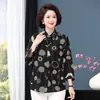 Camisas de Algodão e Seda de Verão para Mulheres de Meia-Idade e Idosas, Roupas de Primavera e Outono de Alta Qualidade para Mães, Tops Plus Size, Roupa de Vovó, Camisas de Manga Longa para Senhoras