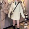 Suéter de punto holgado de largo medio con cremallera estilo perezoso para mujer Otoño e Invierno Nueva prenda exterior Suave ceroso cuello alto Top de punto