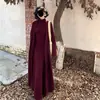 Vestido largo de punto francés, Vestido tipo chaleco sin mangas de cuello alto con abrigo, conjunto de dos piezas de cárdigan y vestido suéter
