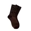 Otoño/Invierno Nuevo Estampado de Leopardo Estilo de Moda Color Café Serie de Colores Radiales Media Pantorrilla Estilo Coreano Tendencia de Moda Versátil para Niña Calcetines de Media Pantorrilla