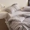 Lujo Ligero, Ritmo Lento, Perezoso Color Puro Estilo B&B Hilo Teñido Algodón y Lino Juego de Cama de Cuatro Piezas Transpirable Funda de Edredón Sábanas