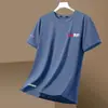 Camiseta de malla de seda helada de manga corta para hombre, ajuste holgado de verano, cuello redondo, talla grande, camisa versátil casual para hombre, moderna