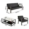Conjunto simples de sofá e mesa de centro para escritório comercial, espesso e durável, adequado para recepção e sala de espera, sofá de couro de três lugares com estrutura de aço