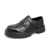 Zapatos Mocasines de Cuero Brillante para Hombre de Gran Tamaño con Hebilla Doble para Otoño Nuevo Transfronterizo 38-46 Zapatos de Cuero de Tacón Grueso Suela Gruesa Zapatos de Cuero que Aumentan la Estatura