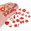 30 Colgantes de Aleación de Zinc Transfronterizos, Flores Rojas con Goteo de Aceite, Frutas, Corazones, Nubes, Copas de Vino, Accesorios de Joyería, para Manualidades