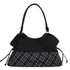 2026 Nuevo Estilo Coreano Bloque de Color Cuadros Bolso de Axila para Mujer Bolso de Hombro Único de Terciopelo Patchwork Gran Capacidad para Viajes Diarios Bolso Tote
