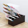 Portalápices oblicuo importado de Japón, transparente, grande, para estudiantes, caja de almacenamiento de escritorio, multifuncional, para cosméticos y papelería.