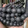 Venda cruzada mais vendida série preta europeia e americana contas redondas de pedra natural contas soltas acessórios para pulseira e colar atacado
