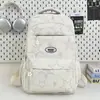 Mochila con estampado de estrellas en degradado blanco lechoso, estilo coreano, alto atractivo estético, mochila multicompartimento en capas para estudiantes de secundaria y preparatoria