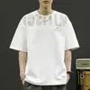 Camiseta de Verano Talla Grande para Hombre, Manga Corta, Nueva Moda Deportiva, Estampado Casual Versátil, Top Oversize, Camiseta de Media Manga
