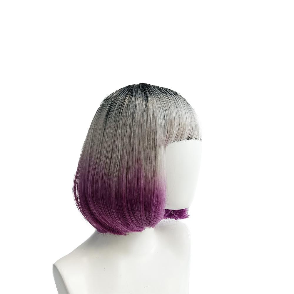 假发女波波头bobo头短发混色渐变假发头套彩色化纤