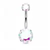 Joyería para Piercing de Ombligo de Acero Inoxidable Más Vendida de Amazon con Circonita de Colores y Gemas de Doble Cabeza para Mujeres
