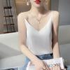 Primavera y Verano Camisola de Satén con Cuello en V de Ácido Acético Puro Top Holgado Elegante para Mujer Traje de Color Sólido Chaleco Interior