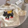 Camiseta Infantil de Algodão Puro com Desenho para Meninas, Novo Estilo Primavera e Outono, Blusa para Meninos, Camiseta Tendência de Manga Longa para Bebês, Camiseta Básica Estilosa para Meninas