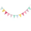 Bandeiras Triangulares de Linho Sintético em 6 Cores, 12 Peças, Bandeiras de Decoração para Casamento, Faixas para Festa de Aniversário, Pequenas Bandeiras Coloridas em Estoque
