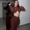 Vestido Elegante Feminino de Outono 2025 Novo Amazon Transfronteiriço Europeu e Americano com Decote em V e Manga Longa, Moderno, que Mostra a Cintura