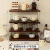 Estantería de Almacenamiento Multicapa de Madera Maciza para Cocina y Cafetería, Encimera Ajustable, Estilo Vintage, Estante de Exhibición Simple y Móvil