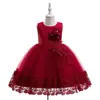 Vestido para niña Transfronterizo Nuevo Vestido Infantil Vestido de Princesa para Dama de Boda Vestido con Velito para Niña Pequeña