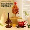 11 Posavasos Navideños Grandes para Clientes Aislamiento Térmico Tacto de Alta Gama Adorno para Mesa de Comedor Un Árbol Madera Maciza Base Anti-quemaduras Plegable