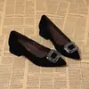 Nuevos zapatos de tacón alto negros de comercio exterior para mujer, con un diseño de pedrería estilo francés, tacones de aguja elegantes y sexys de punta fina, adecuados para primavera y otoño.