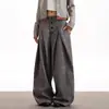 Pantalones casuales de rayas verticales para hombre y mujer, diseño moderno con pliegues y efecto de caída, pantalones elegantes de pierna ancha rectos holgados