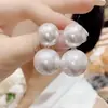 Brincos Grandes de Pérola Estilo Retrô com Pino de Prata S925 Brincos Femininos para Noiva 2023 Novos Brincos Franceses de Celebridade