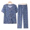 Pijama de Verano para Mujer de Algodón y Seda, Cárdigan de Manga Media para Mamá, Conjunto Casual de Dos Piezas para Señora Mayor, Abuela