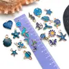 Mistura 20 Acessórios de Joias de Liga Azul com Gota de Óleo DIY Pulseira Brincos Chaveiro Sereia Estrela do Mar Flor Pingente