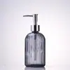 Botella de Lavado de Manos de Rayas Verticales de Alta Calidad, Vidrio Espeso, Botella Dispensadora Multifuncional para Loción y Gel de Ducha, Botella de Vidrio Resistente a la Humedad y al Calor