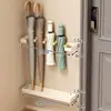Estante de Almacenamiento para Paraguas para Uso Doméstico, Soporte para Paraguas Detrás de la Puerta, Estante de Pared sin Taladro, Estante de Almacenamiento con Drenaje de Agua para Paraguas de Mango Largo