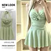 Traje de baño de una pieza estilo tailandés con falda, puro y seductor, para chicas sexys en vacaciones de aguas termales, traje de baño tipo bóxer estilo ins japonés y coreano