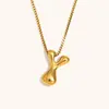 Collar de Diseño de Nicho de Moda Transfronterizo Ins Europeo y Americano Acero Inoxidable Chapado en Oro de 18 Quilates Collar con Letras de Burbuja de Alta Gama para Mujer