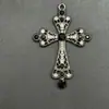 Colar Cruz de Renda com Pérolas e Diamantes Cruzado Europeu e Americano Hip-Hop Gótico Sexy Exagerado Corrente de Pescoço Estilosa Corrente de Suéter