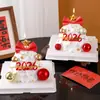Decoración para Pastel Árbol de los Deseos de Nochevieja 2026 Inserto Acrílico Lazo Estrella de Cinco Puntas Velas Decorativas