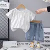 Traje Holgado Transpirable con Estampado Completo de Estrella de Cinco Puntas para Niños, Conjunto de Dos Piezas de Camiseta de Manga Corta Casual de Moda, Nuevo para Verano