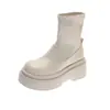 Botas Martin de suela gruesa botines nuevos de verano 2026 versátiles para personas bajitas punta redonda tacón grueso botas Martin retro mujer media pantorrilla