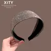 Diadema de borde ancho con diamantes completos de temperamento coreano para mujer, tocado de moda de alta gama, pinza para el pelo, nueva diadema de lujo ligero para lavado de cara de celebridad de internet