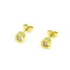 Aretes redondos de acero inoxidable con circonita Blanca/color no es fácil de pasar/aretes sensibles aretes simples de moda venta al por mayor
