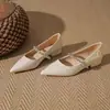 Sapatos Mary Jane Femininos Bico Fino Francês 2026 Moda Versátil Primavera Novo Estilo Combinam Bem com Saias Versátil Salto Bloco Strass Sapatos Individuais