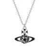 Collar de Alta Gama Serie Perla de Saturno Meteoro Emperatriz del Oeste para Mujer, Pulsera a Juego Esmalte Pentagrama Perla Saturno
