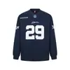 Camisa de Rugby Masculina Primavera e Outono Número 29 Bordado de Patch com Letras Tendência Europeia e Americana Gola V Manga Longa Camiseta Solta Casual
