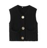 Chaleco Estilo Europeo y Americano Ds12 Color Sin Mangas Otoño Bolsillo Tejido Grueso Cardigan Chaleco Suéter para Mujer, 24 Estilos de Moda y Versátiles