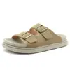 Pantuflas de Suela Gruesa para Mujer Verano Nuevas Sandalias Birkenstock de Doble Hebilla Exteriores para el Hogar Antideslizantes Cómodas Versátiles Zapatos Casuales