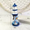 Faro Azul y Blanco Transfronterizo Faro Oceánico Torre de Observación Decoración para el Hogar Estilo Mediterráneo Adornos de Madera Hechos a Mano