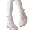Sapatos de Couro Pequenos Fofos Versáteis com Laço Salto Alto Bico Redondo Ballet Sapatos de Couro Pequenos Lolita Sapatos de Couro Mary Jane Princesa Jk