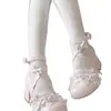 Zapatos Pequeños de Cuero Versátiles y Lindos con Lazo, Tacones Altos Redondos de Ballet, Zapatos de Cuero Lolita, Zapatos Mary Jane de Cuero de Princesa JK