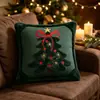 Funda de almohada de árbol de Navidad con lazo nuevo transfronteriza, funda decorativa para sofá de sala de estar en casa, funda de cojín bordada de Navidad