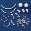 Plata de Ley Tubo Curvo Geométrico Irregular Retorcido Accesorios Tubo Redondo Liso Blanco Tubo de Plata Clip Hebilla de Cuentas Cilíndricas Martilladas Cóncavas y Convexas