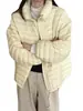 Chamarra de Plumas Acolchada para Mujer Corta Cuello Alto 2026 Otoño Invierno Estilo Coreano Cordón Ligera Petite 90 Chamarra de Plumas de Pato Blanca